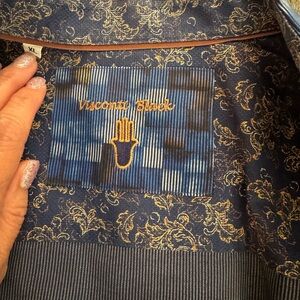 Visconti Black Men's Blue Dress Shirt